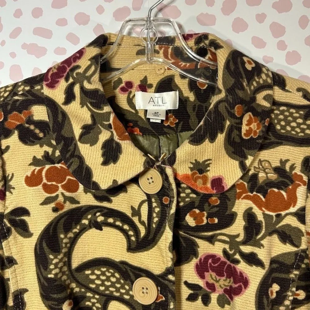 ATL Womens Corduroy Brocade Paisley Regency Eclectic 6 Petite Blazer Floral 6P - Picture 8 of 9
